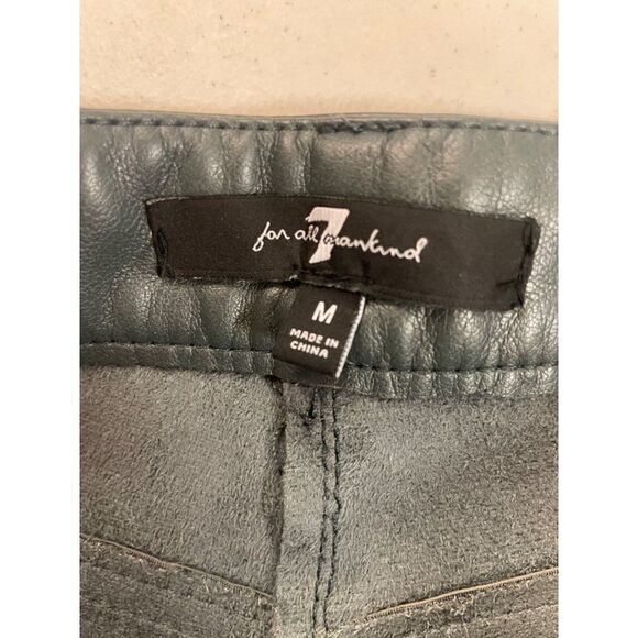 7 For All Mankind Faux Leather Easy Slim Straight Pants Green Medium Fits Small - Picture 5 of 6